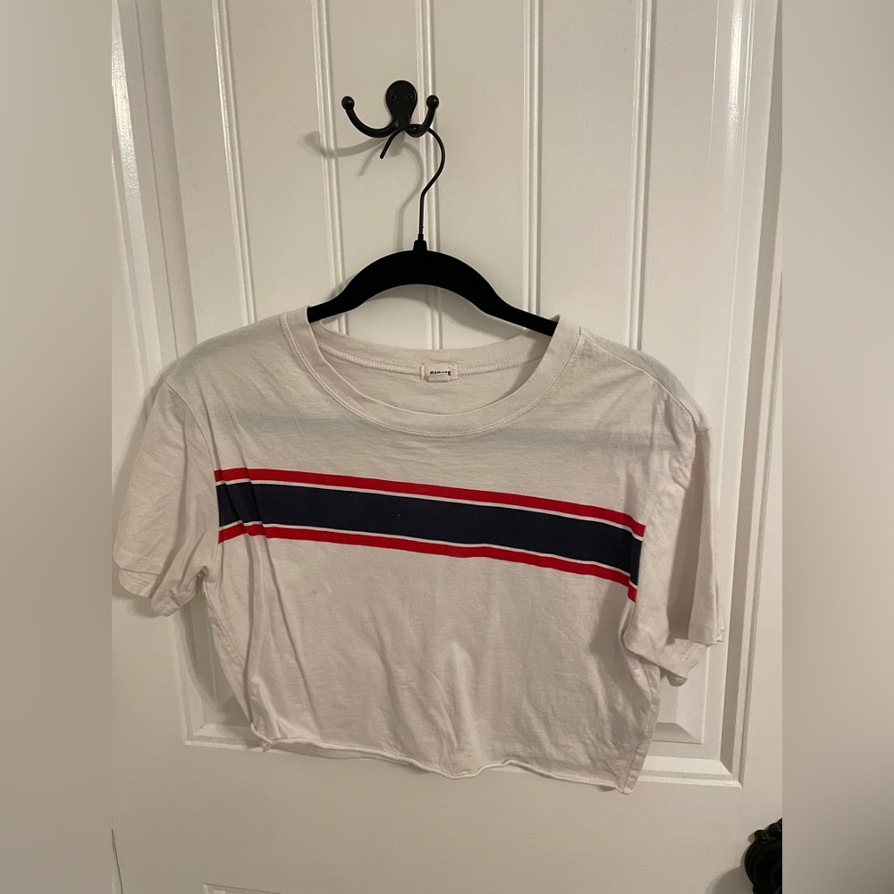 Garage White Stripe Crop Top Size Small